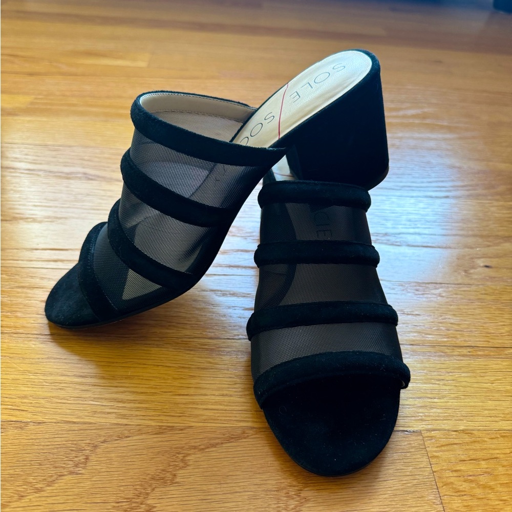Sole Society black suede mules